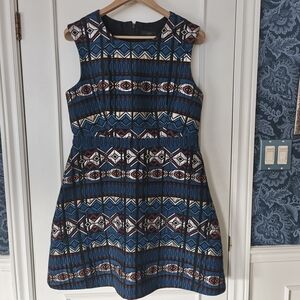 J.Crew geometric patterned A-line dress- Size 12 -  cocktail, wedding guest